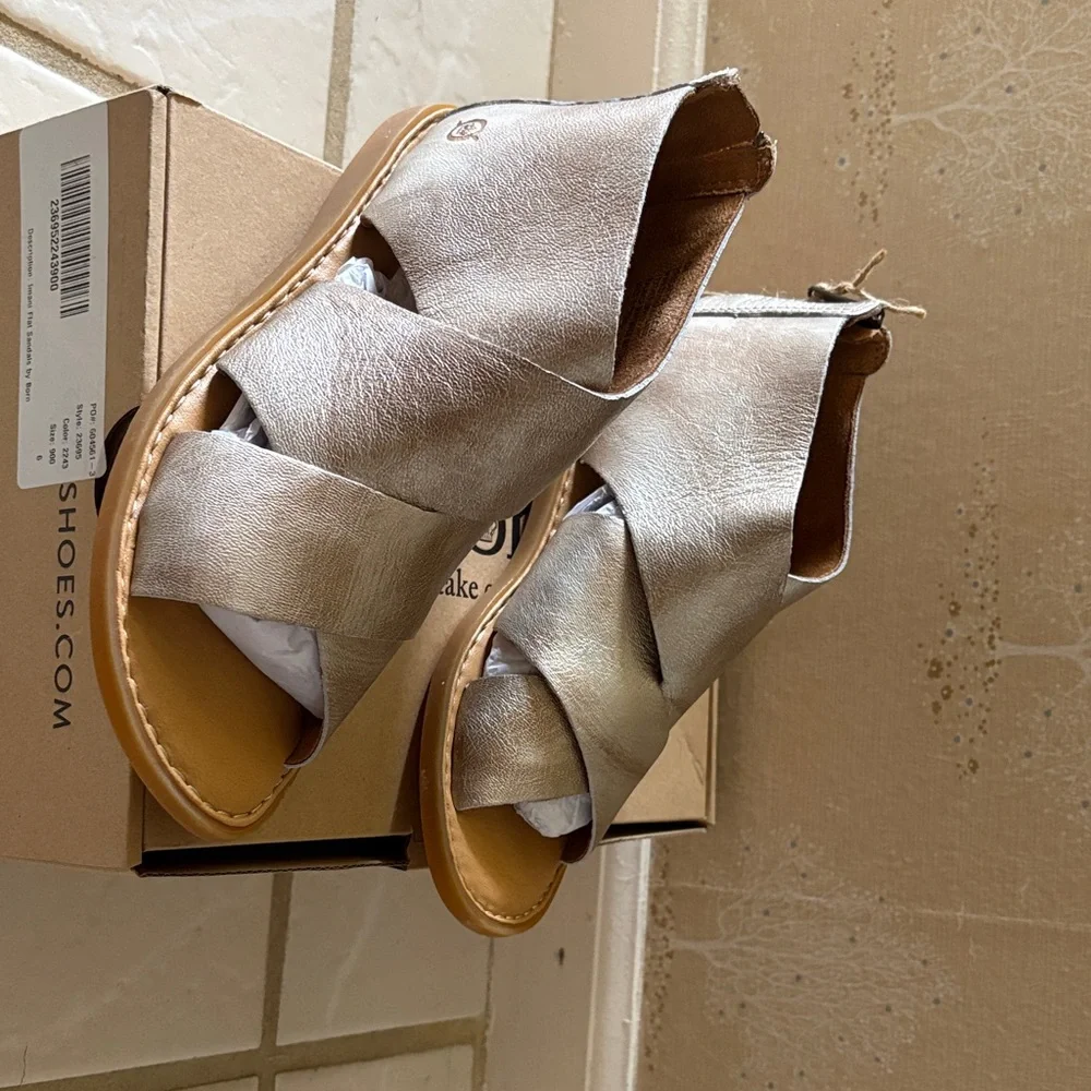 Born Light Gold Leather Wrap Sandal - Picture 5 of 8